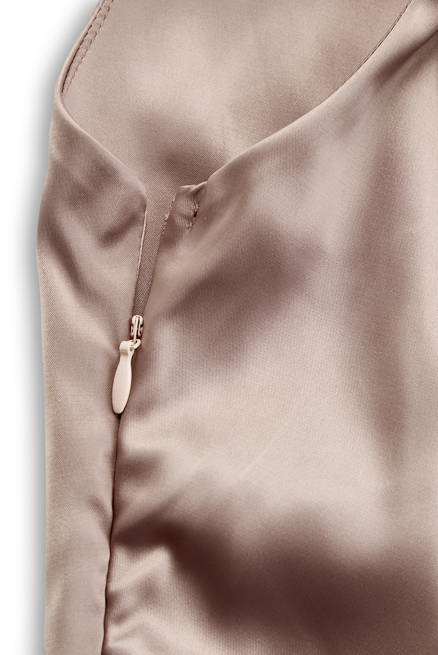 Suknia Jednoramienna z Szampańskiej Satyny