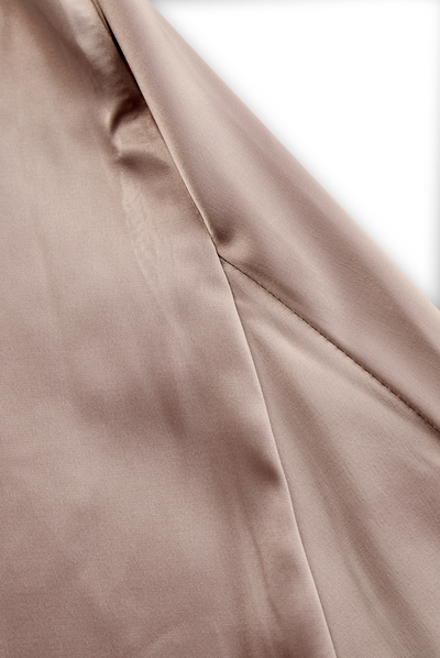 Suknia Jednoramienna z Szampańskiej Satyny