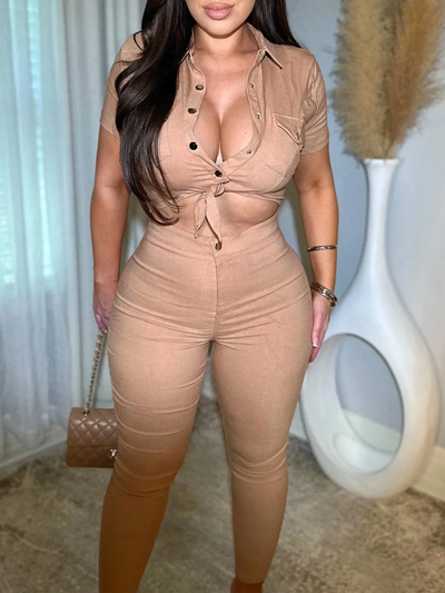 Damskiemu Obcisłemu Kombinezonowi Jeansowemu – Jednoczęściowy Romper