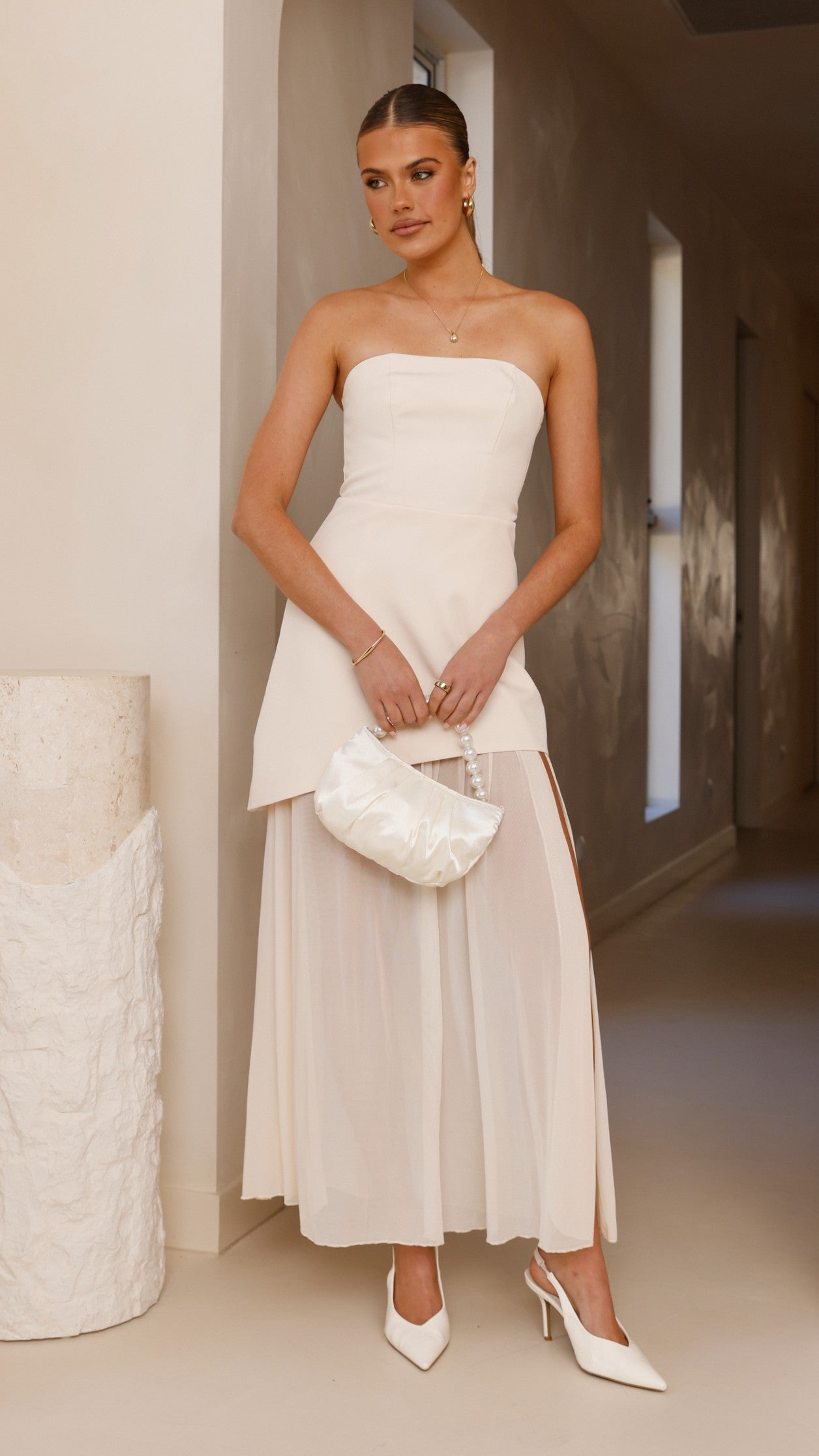 Fenella Asymmetrical Maxi Dress - Butter - Billy J