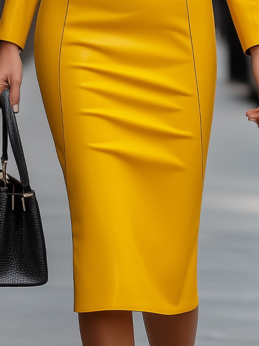 Wyrafinowaną Czarną Sukienkę Bodycon ze Sztucznej Skóry