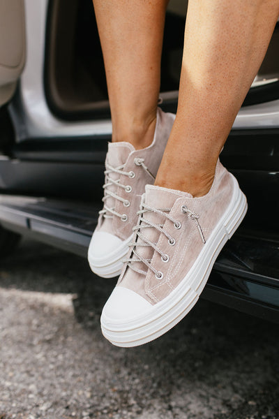 Very G Nude Velvet Aman Sneakers.