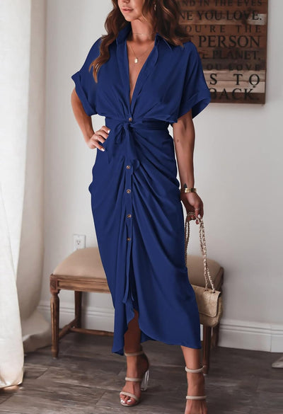 Sukienki Koszulowej z Prawdziwego Jedwabiu Satynowego