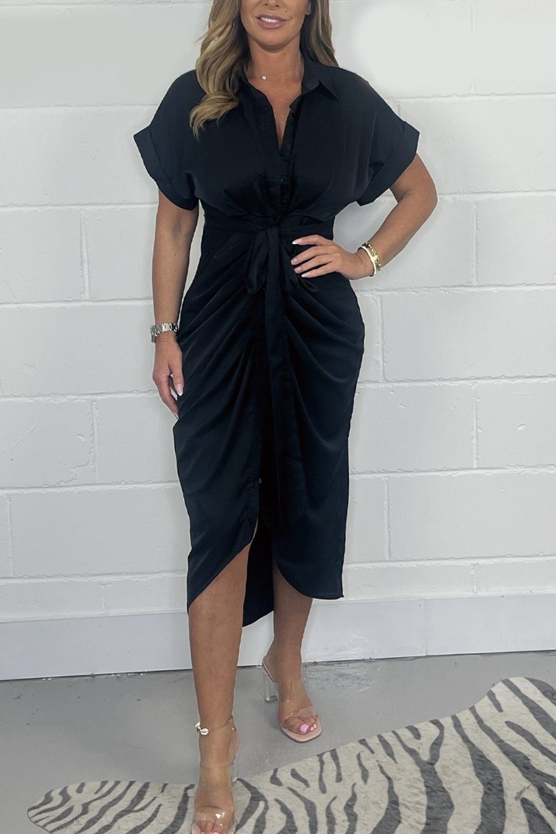 Sukienki Koszulowej z Prawdziwego Jedwabiu Satynowego